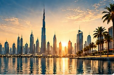 Dubai skyline at sunset